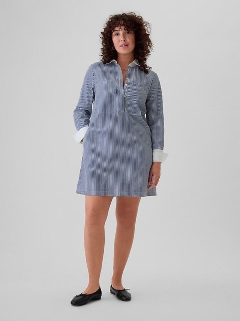 Gap Women's Organic Cotton Mini Shirt Dress Blue Stripe Size S
